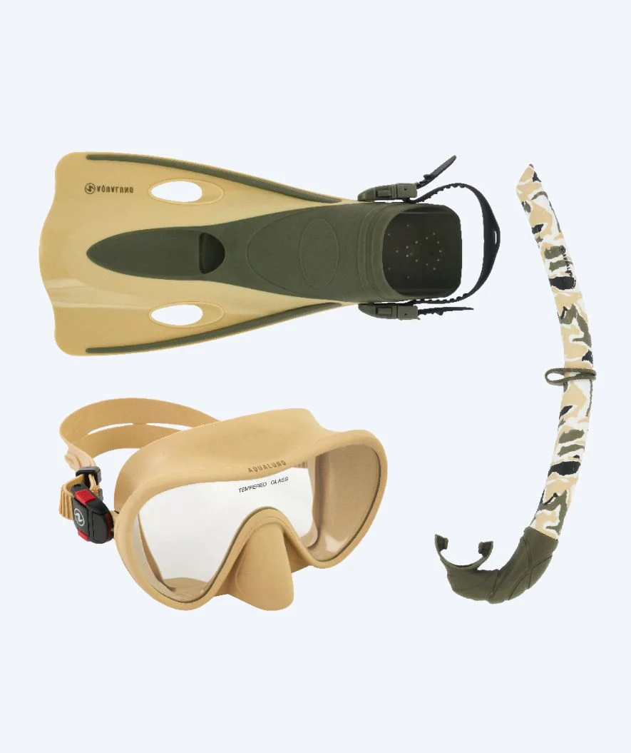 Aqualung snorkel set for adults - Nabul - Sand/green