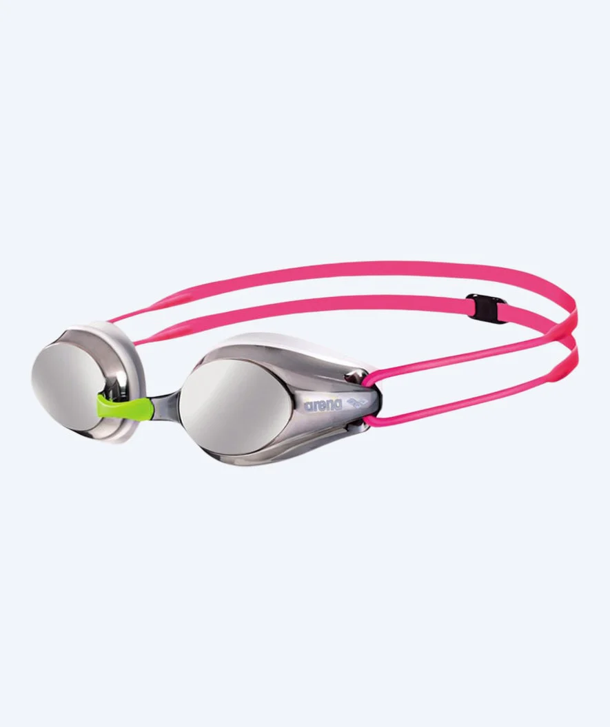 Arena racing swimming goggles for kids (6-12) - Tracks Mirror - Light pink