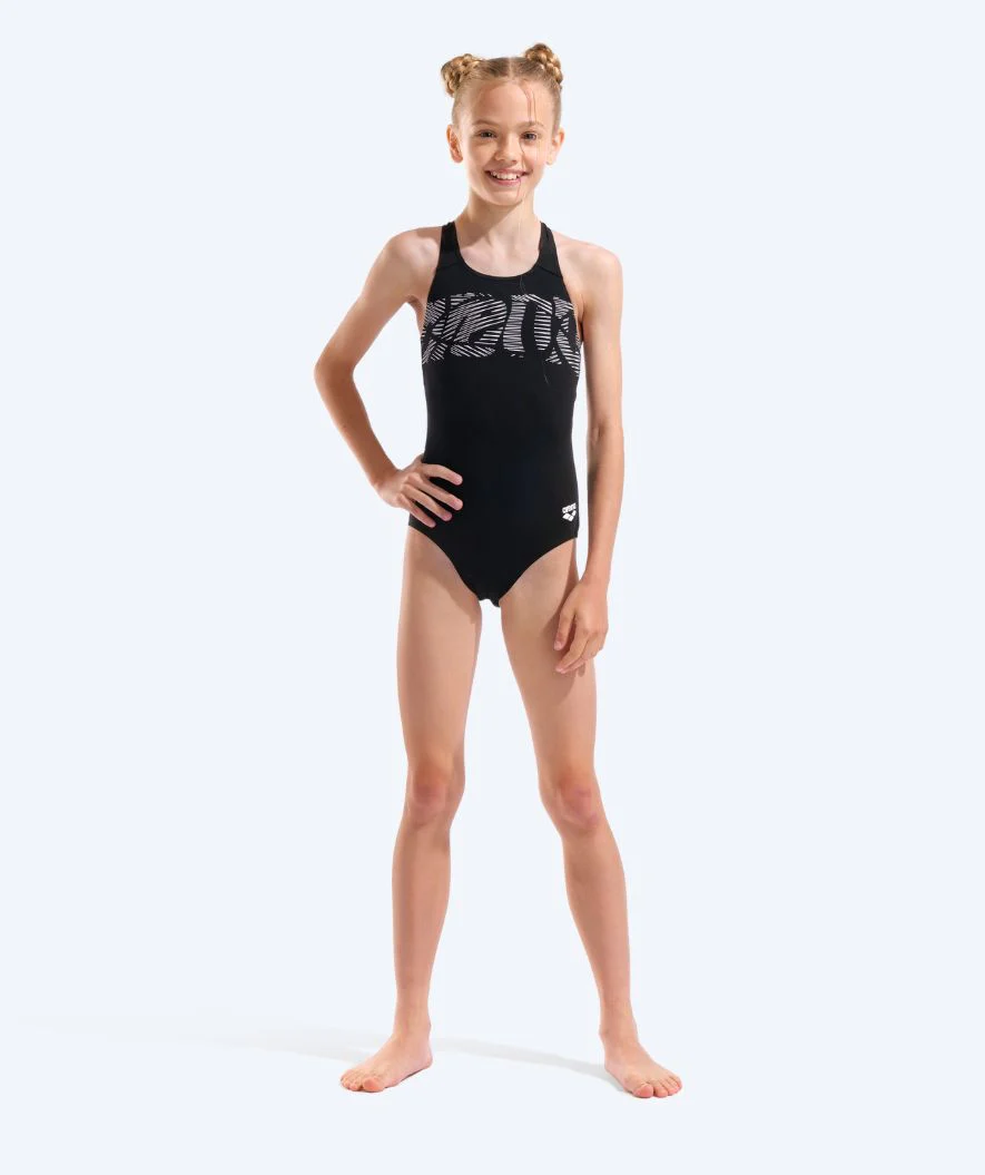 Arena swimsuit for girls - Graphic - Black/grey - Image 3