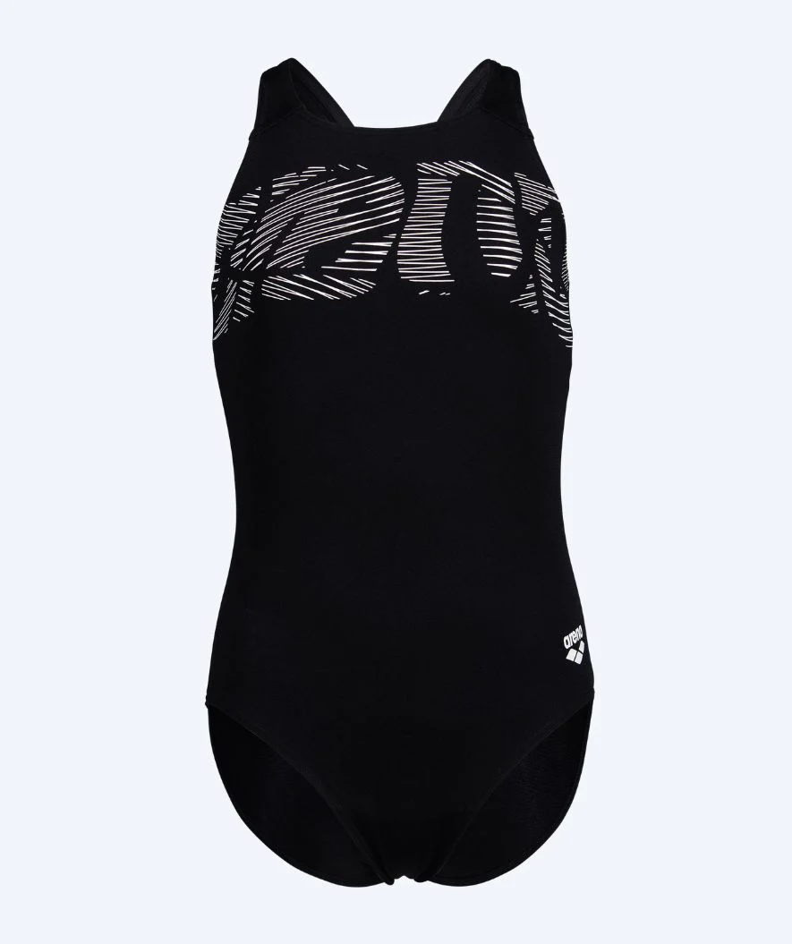 Arena swimsuit for girls - Graphic - Black/grey - Image 6
