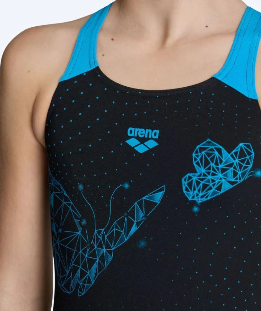Arena swimsuit for girls - Butterfly - Black/blue - Image 4