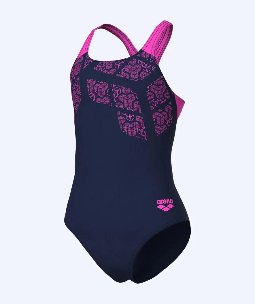 Arena swimsuit for girls - Kikko - Dark blue/pink - Image 6