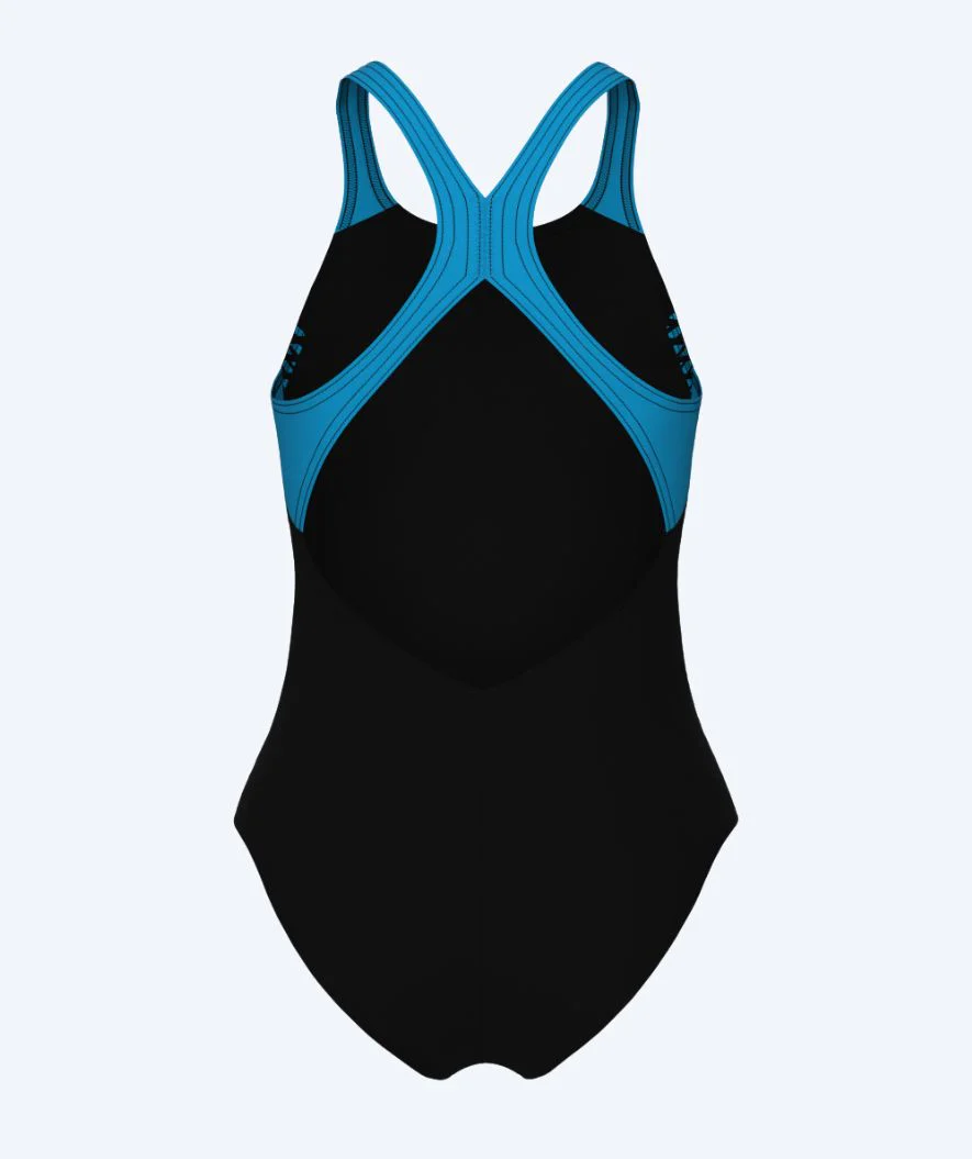Arena swimsuit for girls - Openings V-Back - Black/blue - Image 6