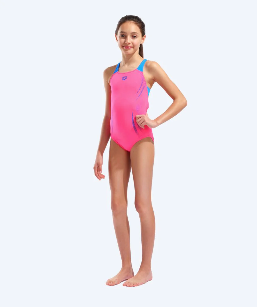 Arena swimsuit for girls - Poseidonia - Light pink/blue - Image 3