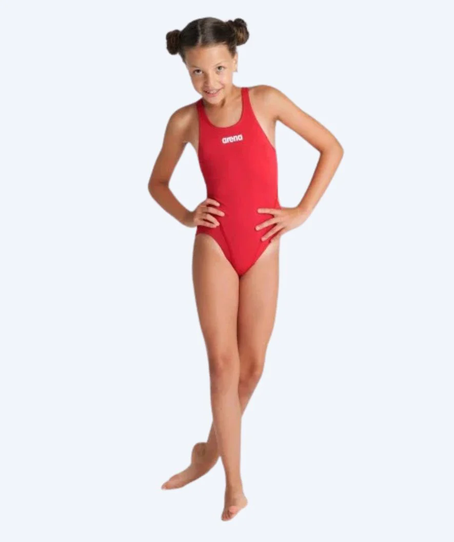 Arena swimsuit for girls - Team Swim Tech Solid - Red - Image 3