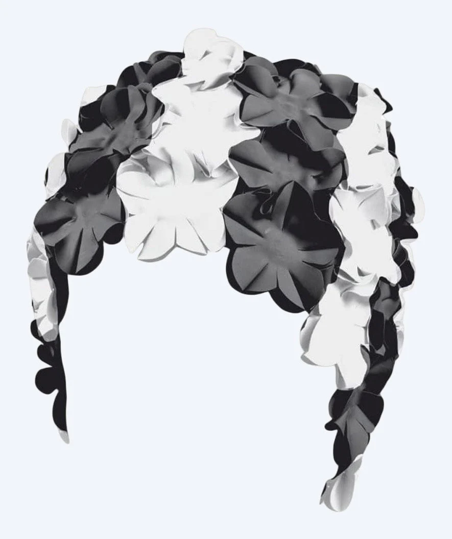 Beco swimming cap with flowers - Black/white