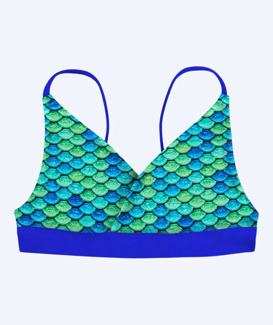 Fin Fun mermaid bikini top for girls without flosses - Aussie Green (Green)