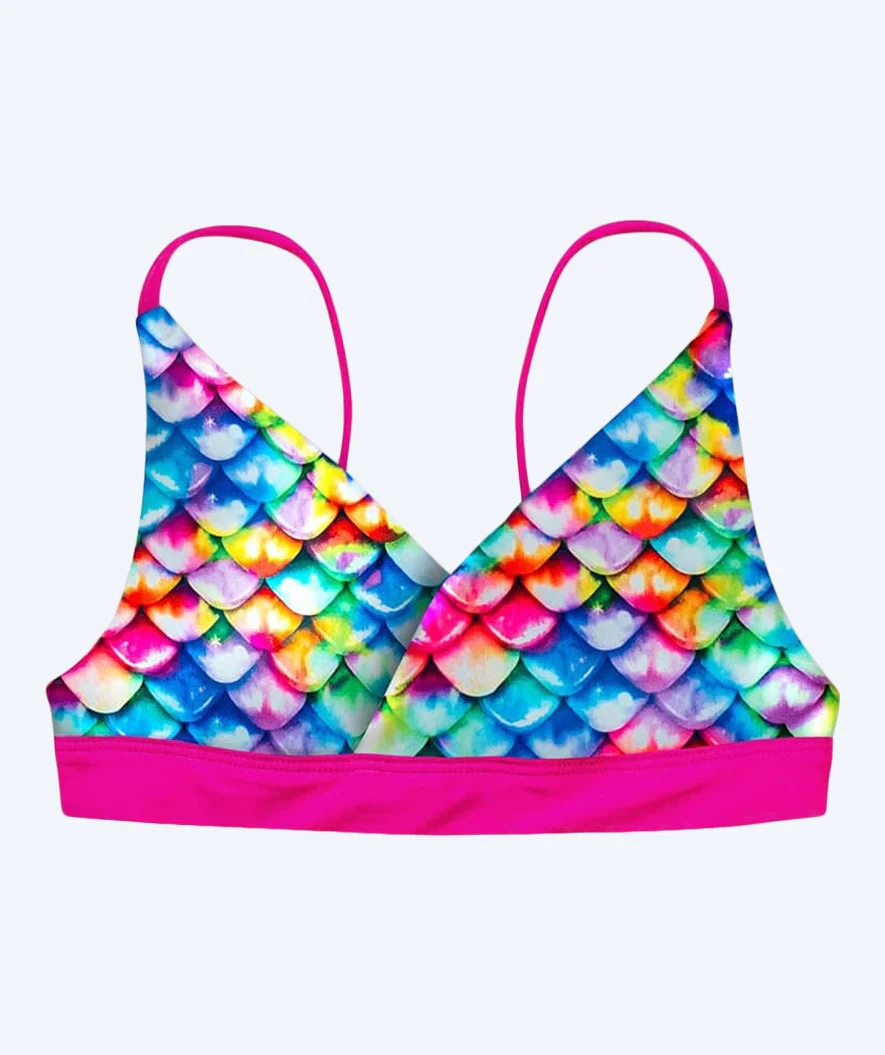 Fin Fun mermaid bikini top for girls without flosses - Rainbow Reef