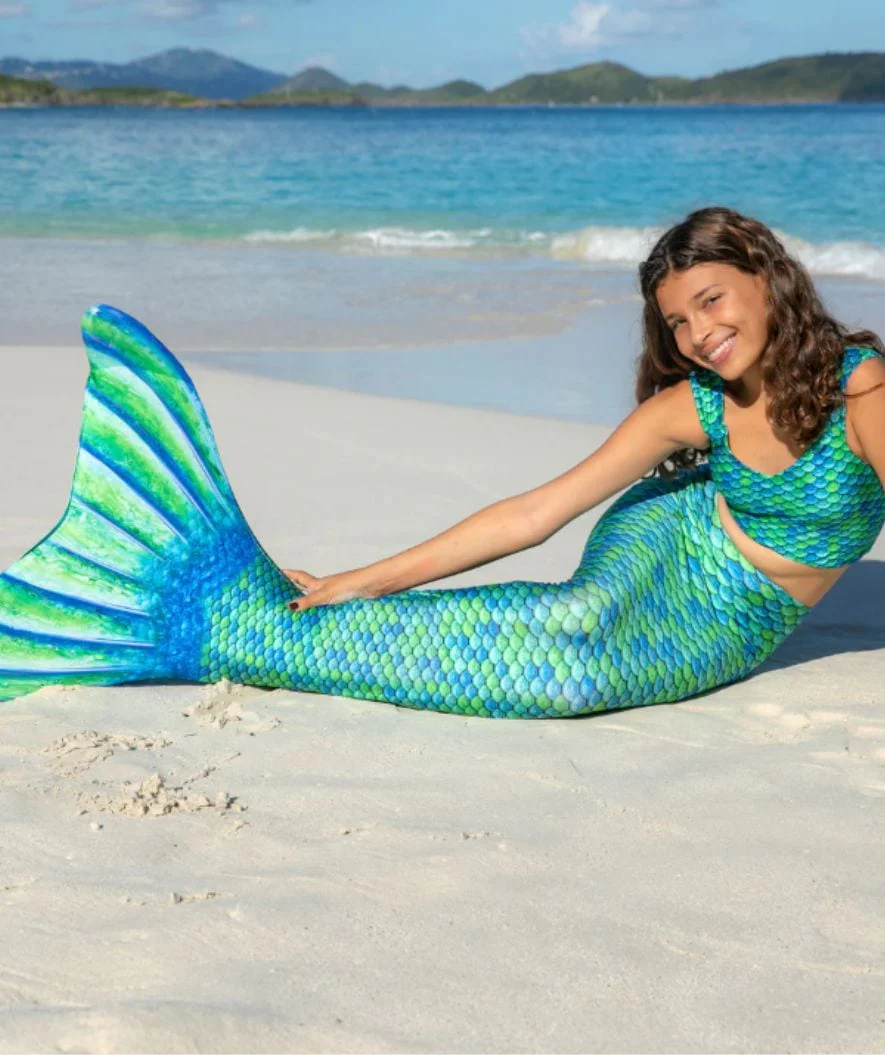 Fin Fun mermaid tail for kids - Set - Aussie Green (Green) - Image 2