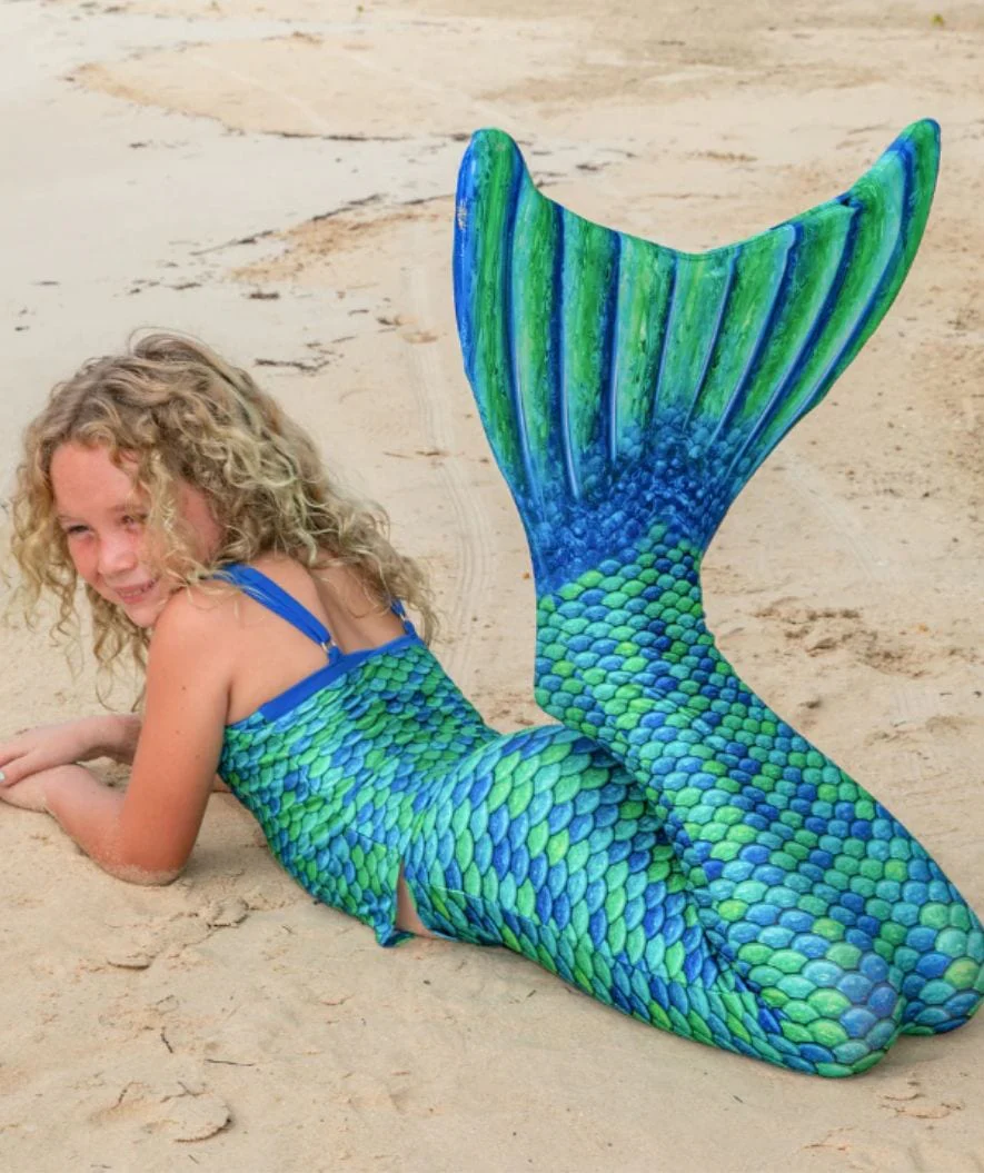 Fin Fun mermaid tail for kids - Set - Aussie Green (Green) - Image 3