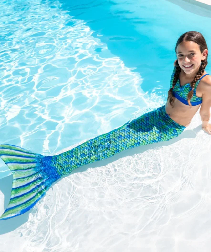 Fin Fun mermaid tail for kids - Set - Aussie Green (Green) - Image 5