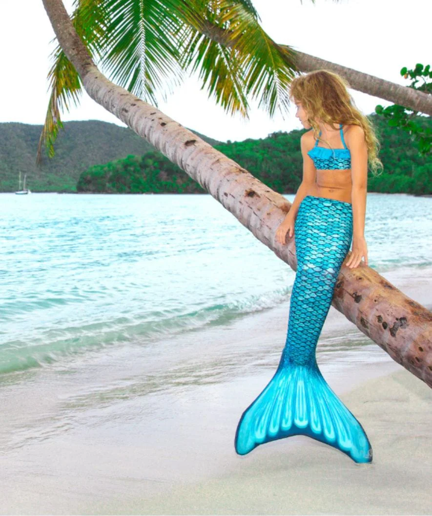 Fin Fun mermaid tail for kids - Set - Tidal Teal (Light blue) - Image 3