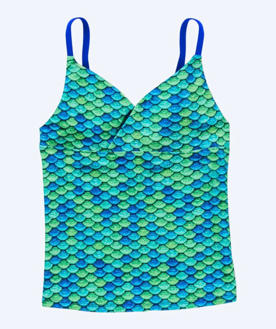 Fin Fun tankini top for girls - Aussie Green