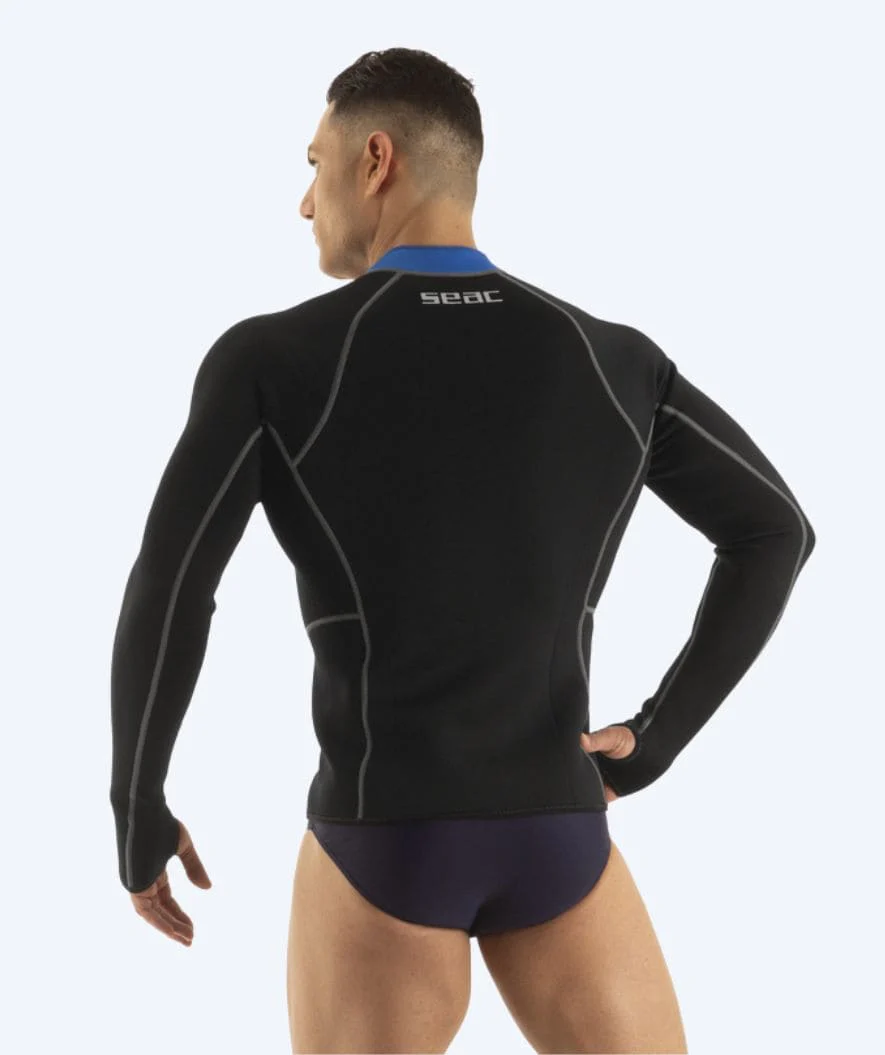 SEAC zip-up wetsuit top for men - Lover - Black/blue - Image 2