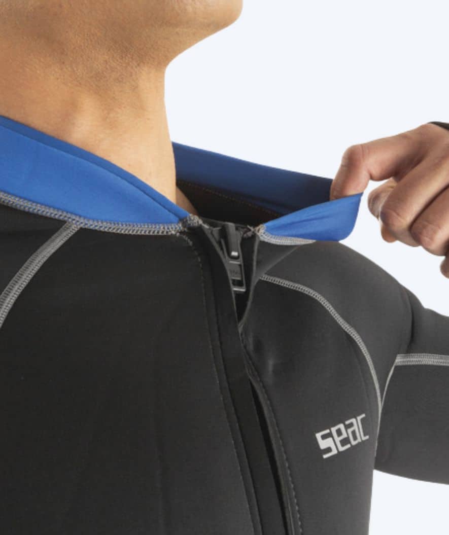SEAC zip-up wetsuit top for men - Lover - Black/blue - Image 3
