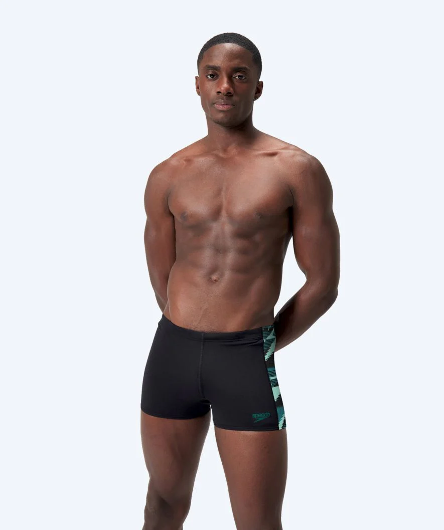Speedo aquashorts for men - Hyperboom Panel - Black/turquoise