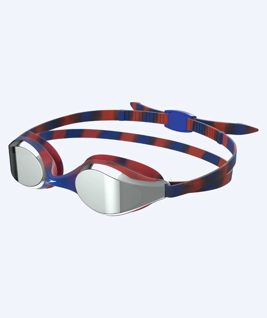 Speedo racing swimming goggles for kids (6-14) - Hyper Flyer Mirror - Red/blue