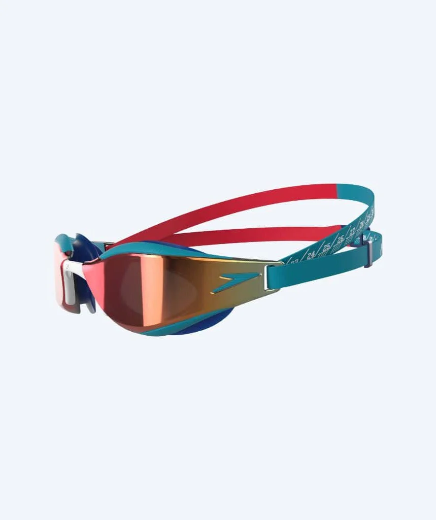 Speedo racing swimming goggles for kids (6-14) - Fastskin Hyper Elite Mirror - Red/blue - Image 2