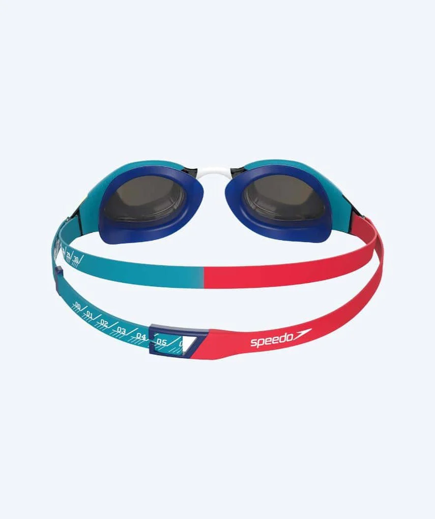 Speedo racing swimming goggles for kids (6-14) - Fastskin Hyper Elite Mirror - Red/blue - Image 3