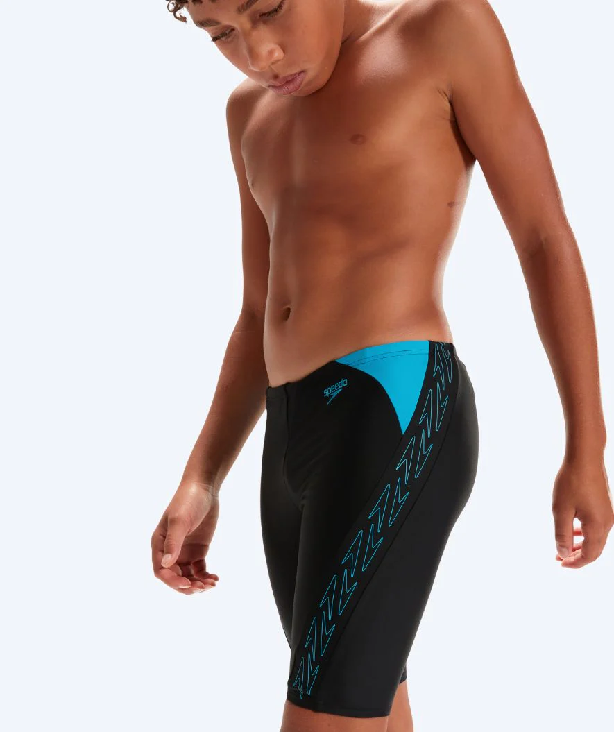 Speedo jammer for boys - Hyperboom Splice - Black/blue - Image 4