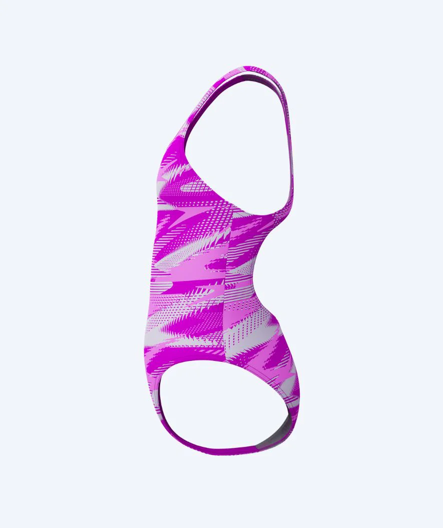Speedo swimsuit for girls - Hyperboom Allover Medalist - Light pink/purple - Image 3