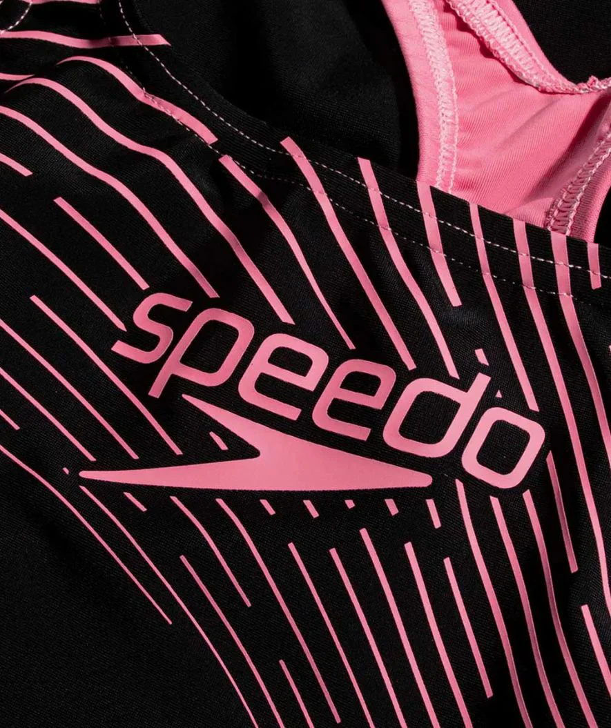 Speedo swimsuit for girls - Medley Logo Medalist - Black/light pink - Image 3