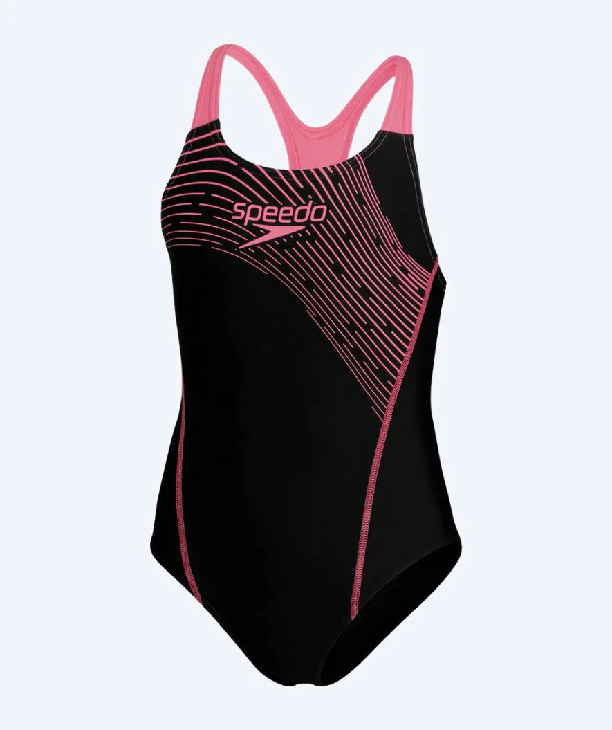 Speedo swimsuit for girls - Medley Logo Medalist - Black/light pink - Image 6