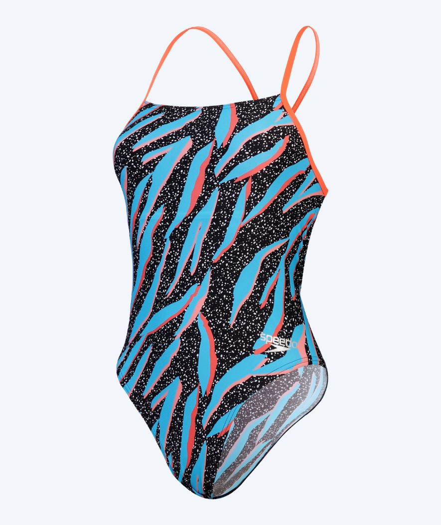 Speedo swimsuit for women - Allover Digital Lattice Tie Back - Black/blue/orange - Image 5