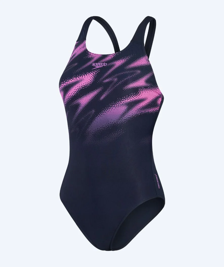Speedo swimsuit for women - Hyperboom Placement Muscleback - Dark blue/pink - Image 8