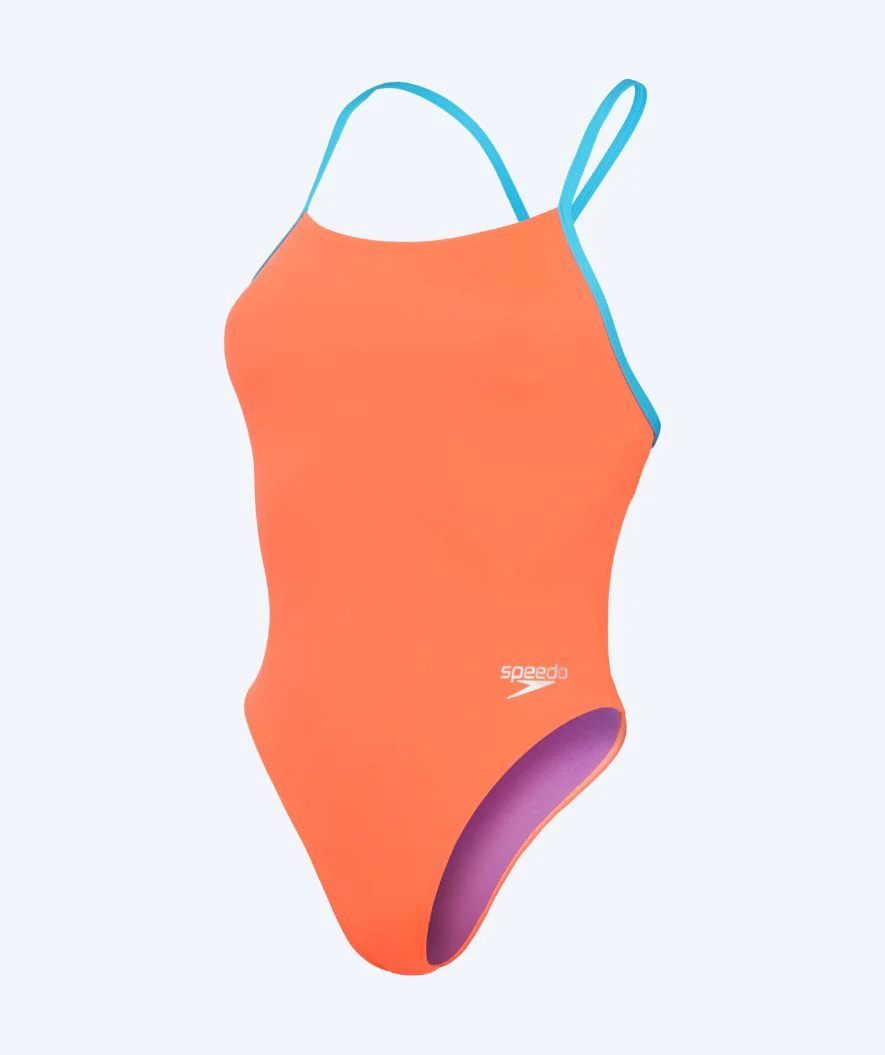 Speedo swimsuit for women - Solid Tie Back - Orange/blue - Image 5