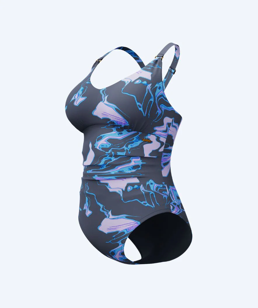 Speedo swimsuit for women - Shaping Printed V-Neck - Grey/light blue - Image 7