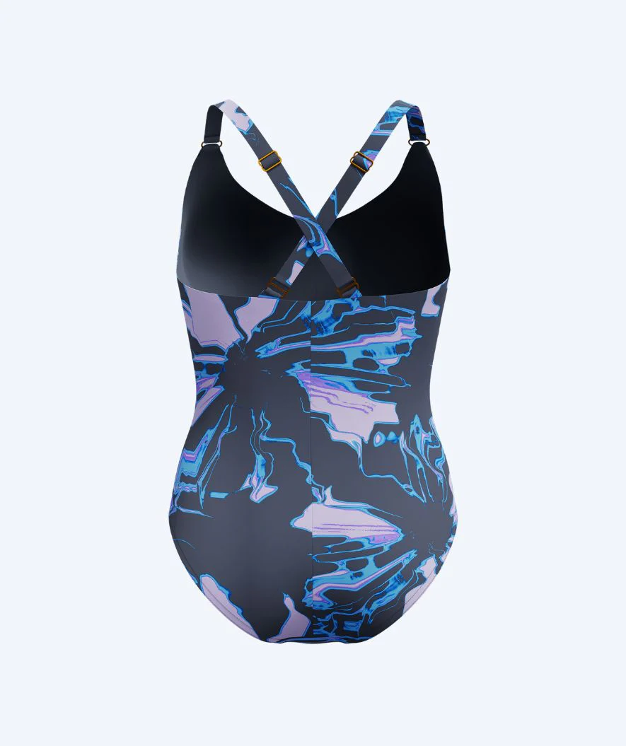 Speedo swimsuit for women - Shaping Printed V-Neck - Grey/light blue - Image 8