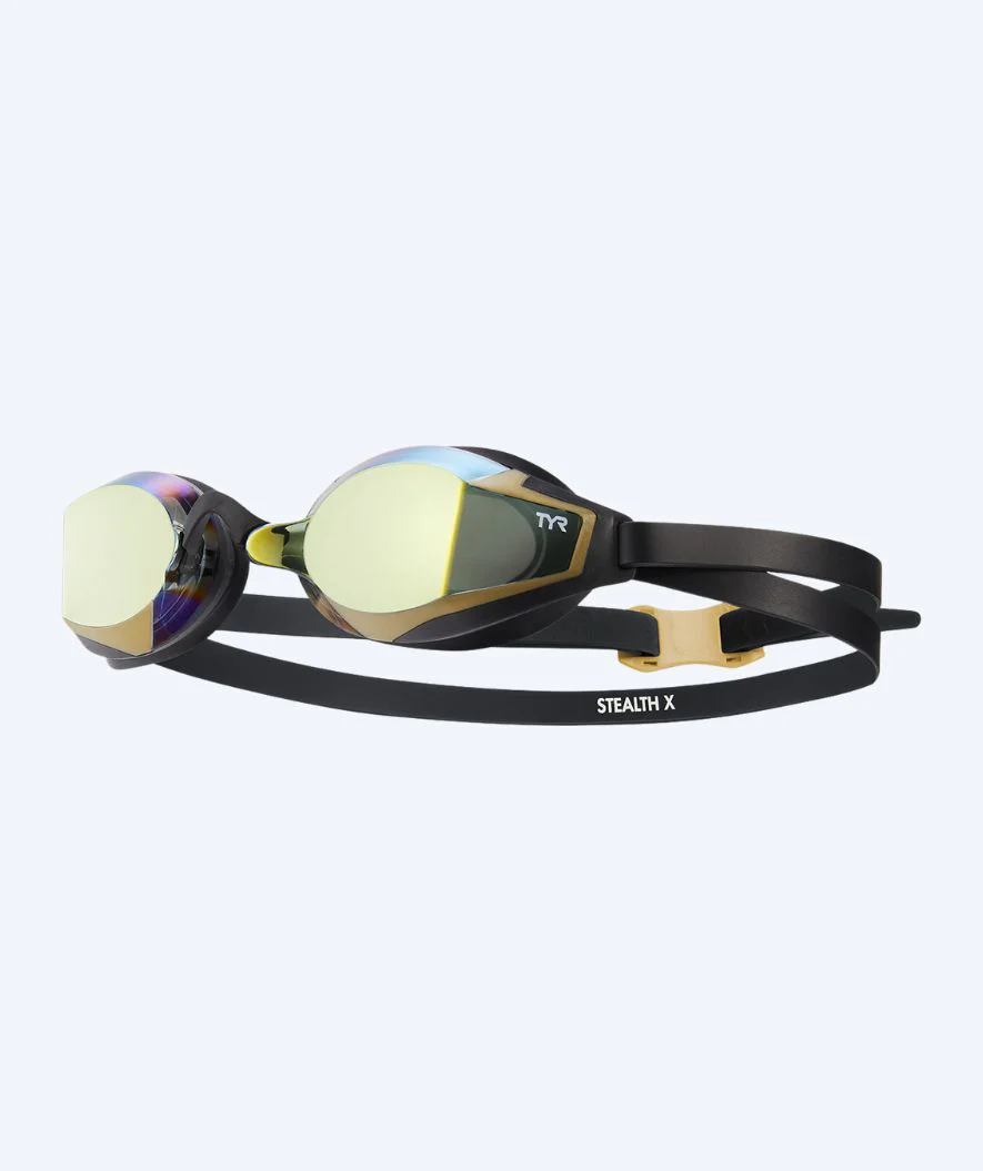 TYR swimming goggles - Stealth X Mirrored - Black/gold