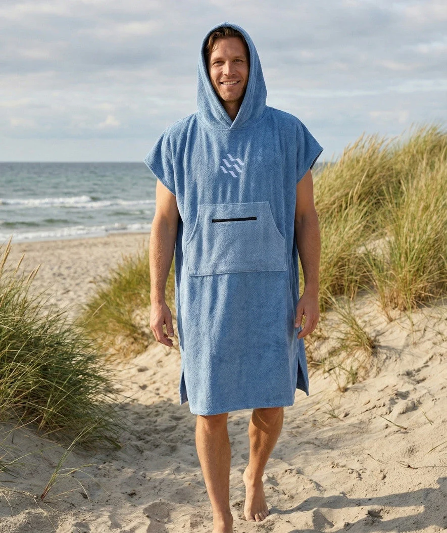 Watery bathing poncho for adults - Cotton - Atlantic Blue - Image 4