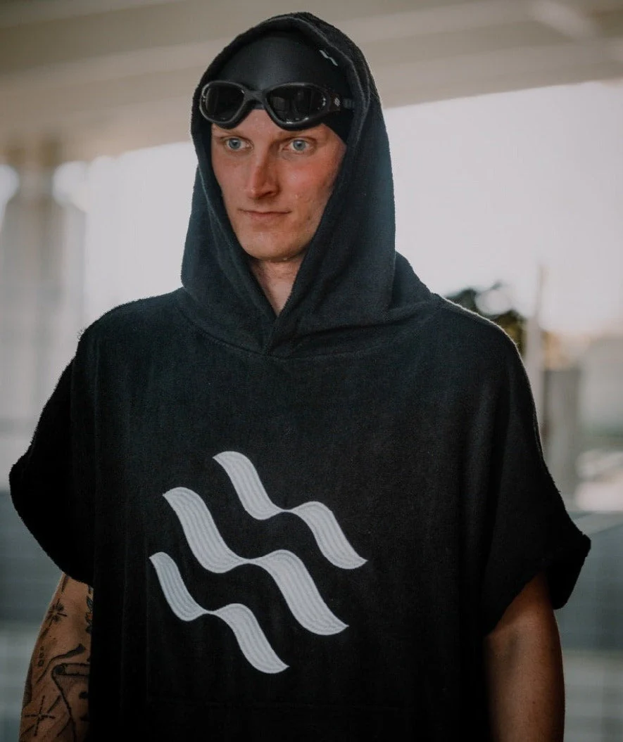 Watery bathing poncho for adults - Cotton - Black - Image 12