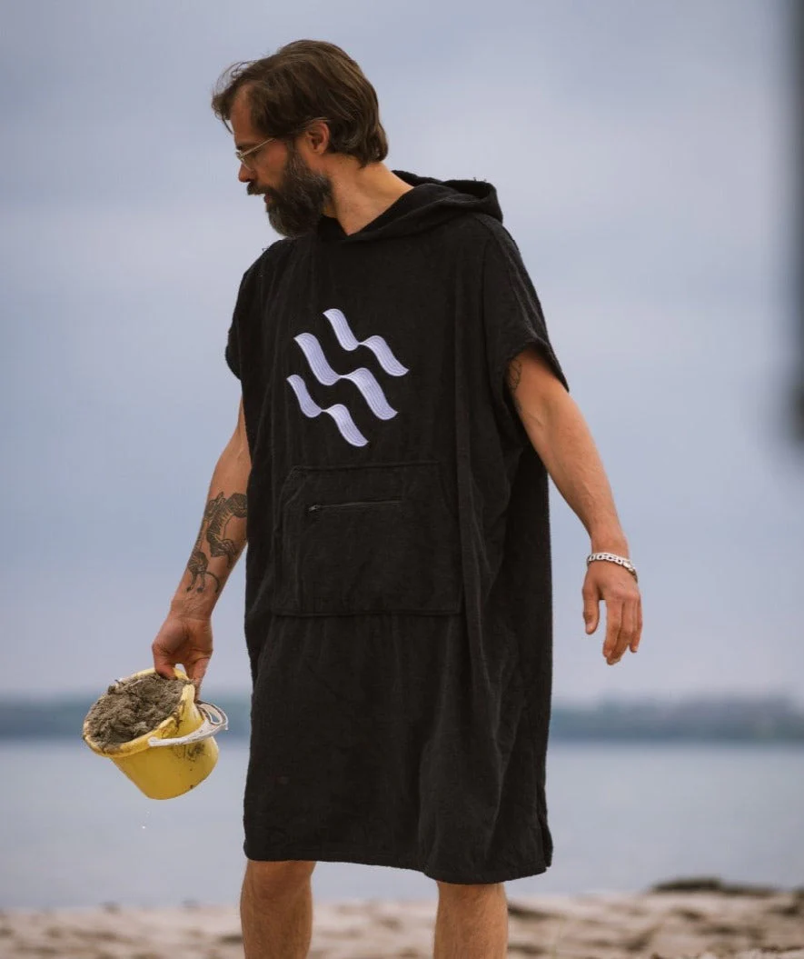 Watery bathing poncho for adults - Cotton - Black - Image 16