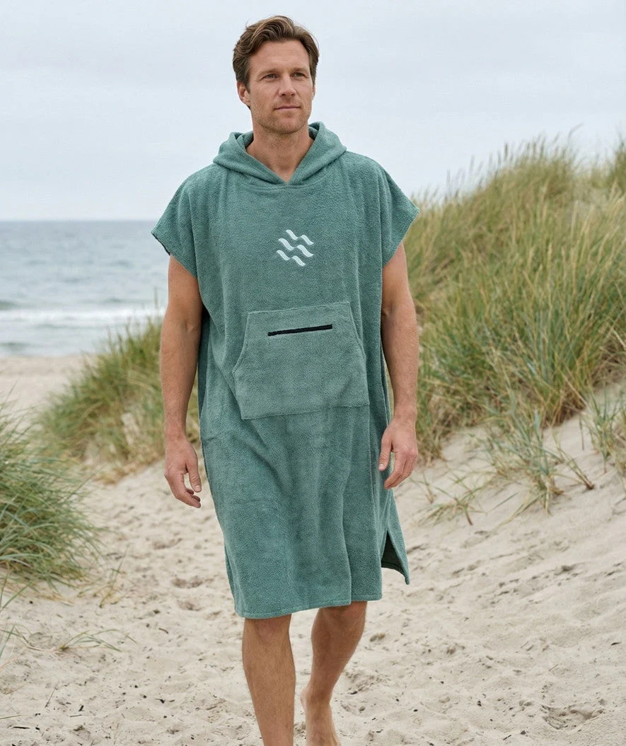 Watery bathing poncho for adults - Cotton - Forrest Green - Image 4