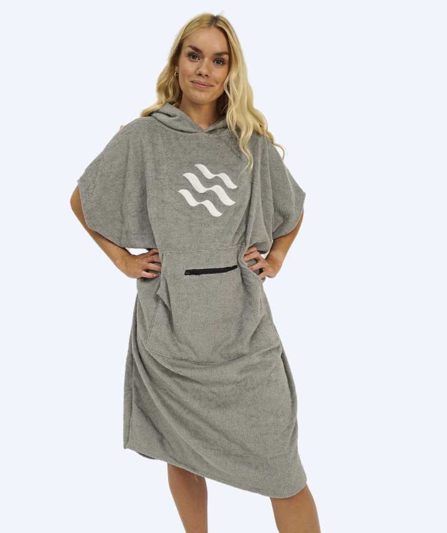 Watery bathing poncho for adults - Cotton - Grey - Image 3