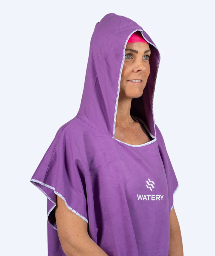Watery bathing poncho for adults - Microfiber - Purple - Image 5