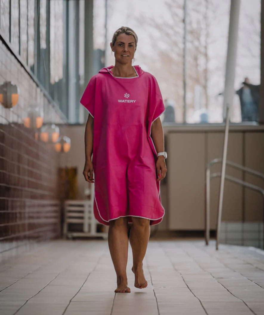 Watery bathing poncho for adults - Microfiber - Pink - Image 4