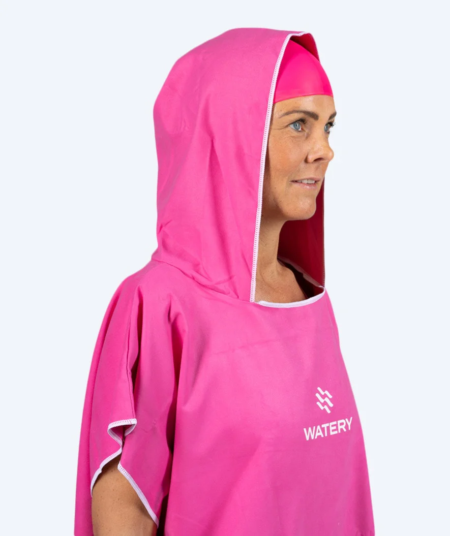 Watery bathing poncho for adults - Microfiber - Pink - Image 5