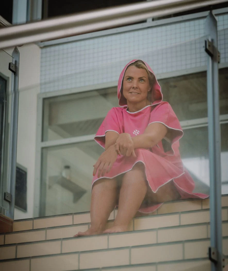 Watery bathing poncho for adults - Microfiber - Pink - Image 9