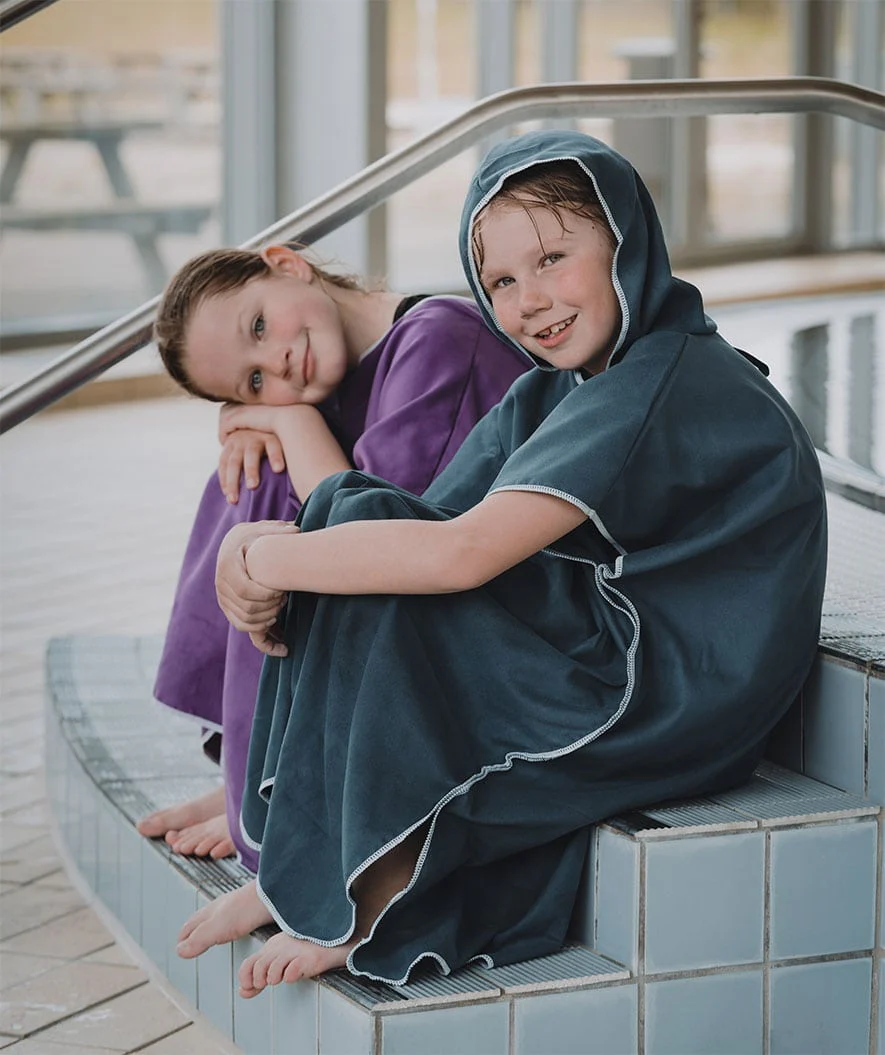 Watery bathing poncho for junior (6-15) - Microfiber - Black - Image 13