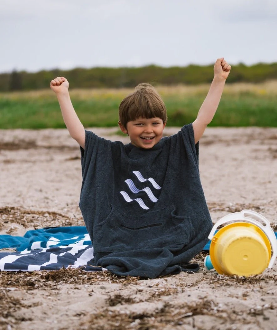 Watery bathing poncho for junior (6-15) - Cotton - Dark blue - Image 12