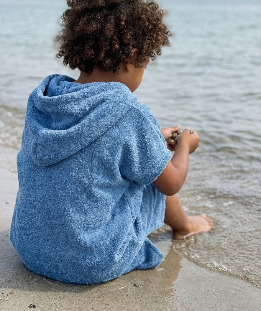 Watery bathing poncho for kids (1-6) - Cotton - Atlantic Blue - Image 5