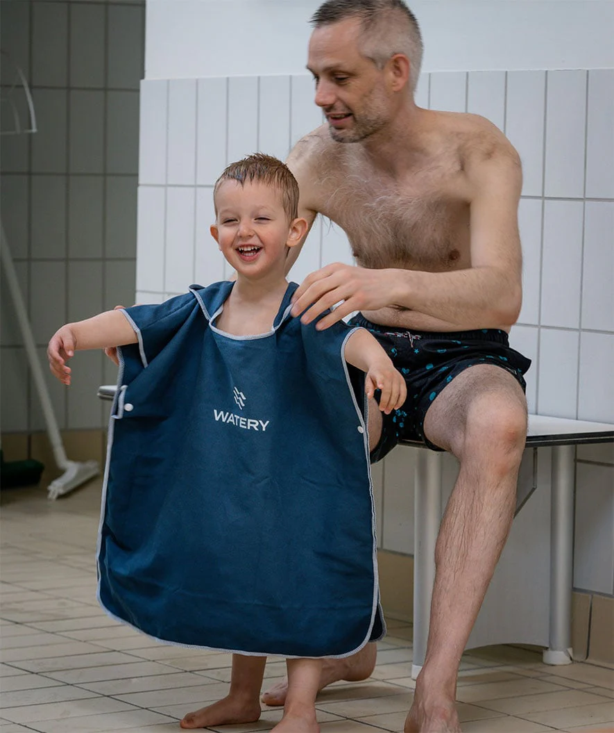 Watery bathing poncho for kids (1-6) - Microfiber - Dark blue - Image 12