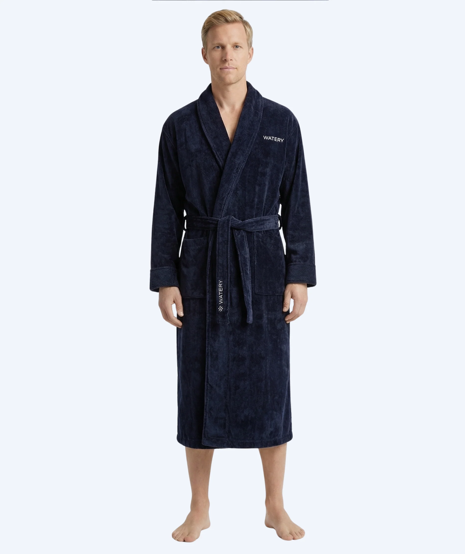Watery bathrobe for men - Mariana - Navy blue - Image 3