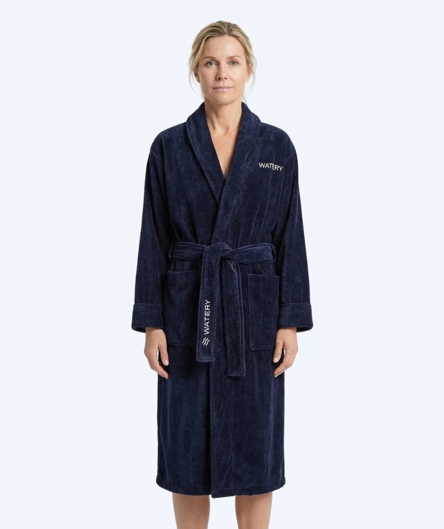 Watery bathrobe for ladies - Mariana - Navy blue