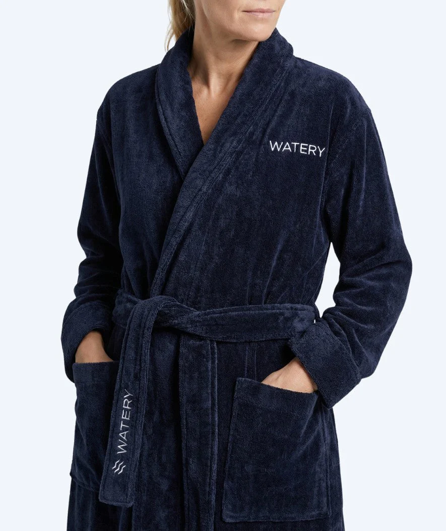 Watery bathrobe for ladies - Mariana - Navy blue - Image 3