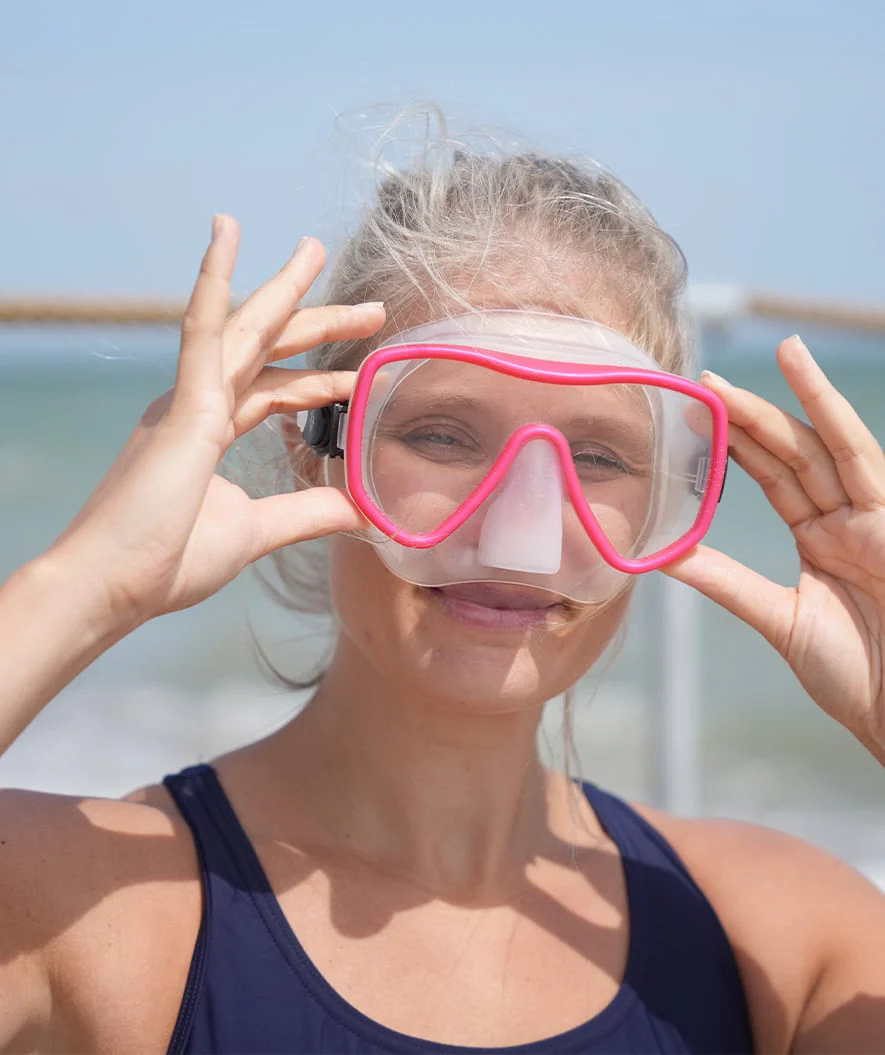 Watery Combo snorkel set for adults (from 15 years) - Coast - Red/clear - Image 3